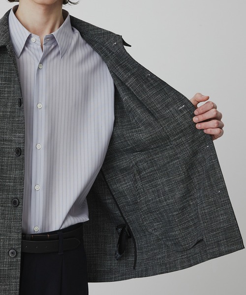 新作】Slab Tweed カバーオールシャツ ｜春服/レーヨン/伸縮性/羽織り