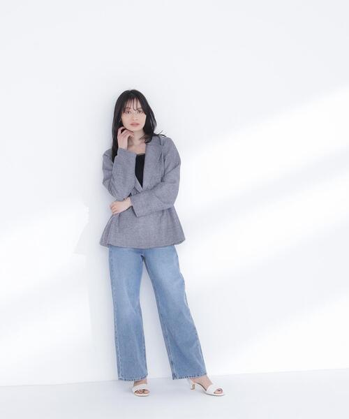 NATURAL BEAUTY BASIC（ナチュラルビューティーベーシック）の「ドロストシャドーチェックジャケット（テーラードジャケット・レディース・グレー系その他/ベージュ系その他・FREE）」の4枚目の写真
