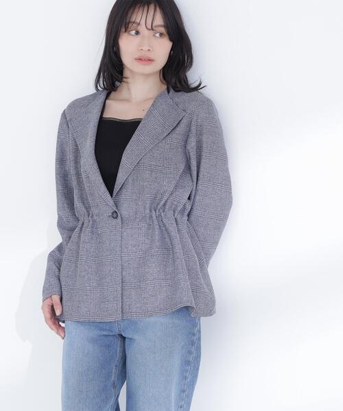 NATURAL BEAUTY BASIC（ナチュラルビューティーベーシック）の「ドロストシャドーチェックジャケット（テーラードジャケット・レディース・グレー系その他/ベージュ系その他・FREE）」の5枚目の写真