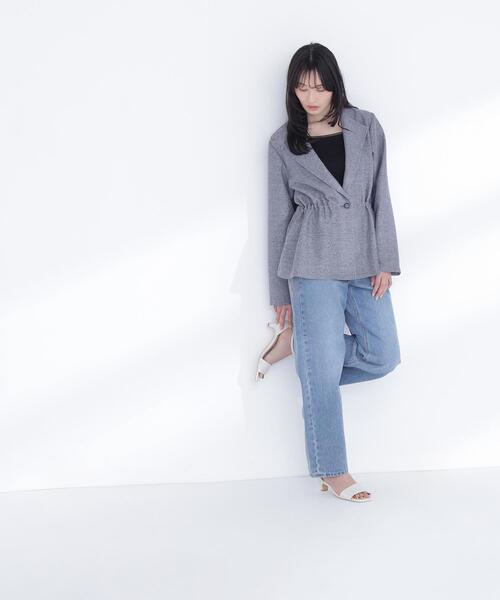 NATURAL BEAUTY BASIC（ナチュラルビューティーベーシック）の「ドロストシャドーチェックジャケット（テーラードジャケット・レディース・グレー系その他/ベージュ系その他・FREE）」の6枚目の写真