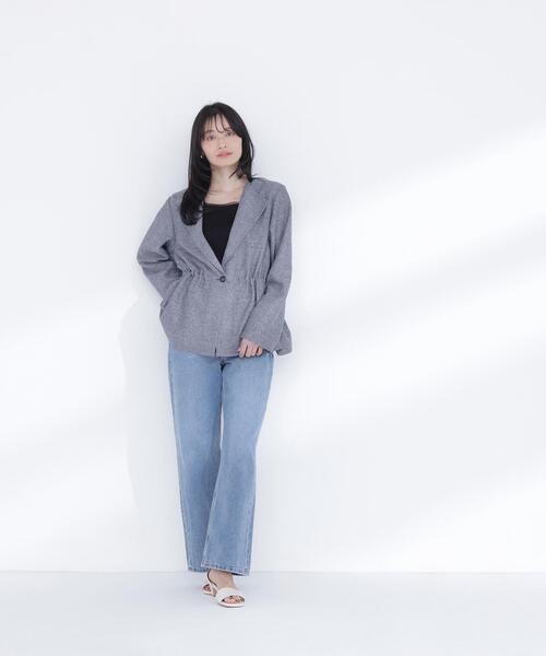 NATURAL BEAUTY BASIC（ナチュラルビューティーベーシック）の「ドロストシャドーチェックジャケット（テーラードジャケット・レディース・グレー系その他/ベージュ系その他・FREE）」の8枚目の写真