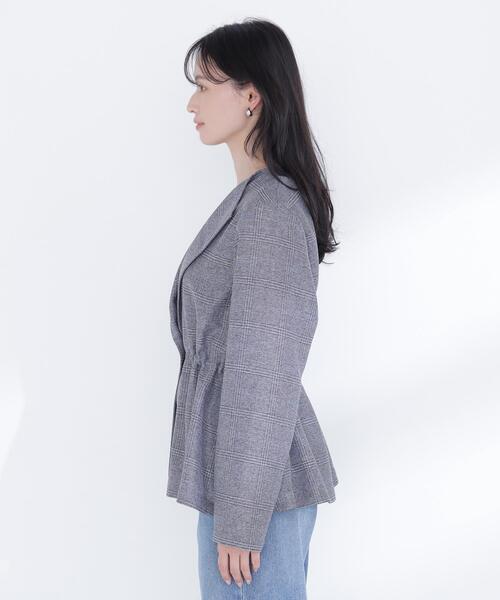 NATURAL BEAUTY BASIC（ナチュラルビューティーベーシック）の「ドロストシャドーチェックジャケット（テーラードジャケット・レディース・グレー系その他/ベージュ系その他・FREE）」の9枚目の写真