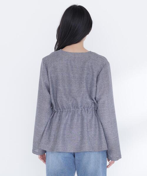 NATURAL BEAUTY BASIC（ナチュラルビューティーベーシック）の「ドロストシャドーチェックジャケット（テーラードジャケット・レディース・グレー系その他/ベージュ系その他・FREE）」の10枚目の写真