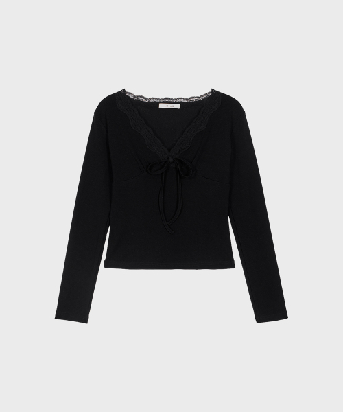 ALKI ALKA(アルキアルカ)の「Lace Trim Long Sleeve (Black)(Tシャツ/カットソー・レディース・ブラック・FREE)」の4枚目の写真