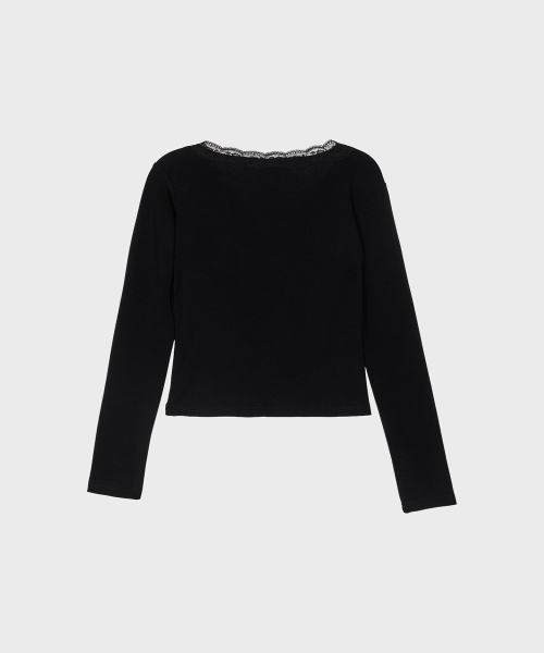 ALKI ALKA(アルキアルカ)の「Lace Trim Long Sleeve (Black)(Tシャツ/カットソー・レディース・ブラック・FREE)」の5枚目の写真