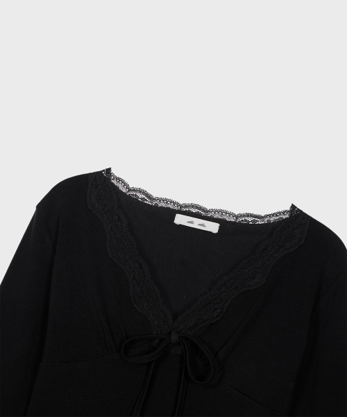 ALKI ALKA(アルキアルカ)の「Lace Trim Long Sleeve (Black)(Tシャツ/カットソー・レディース・ブラック・FREE)」の6枚目の写真