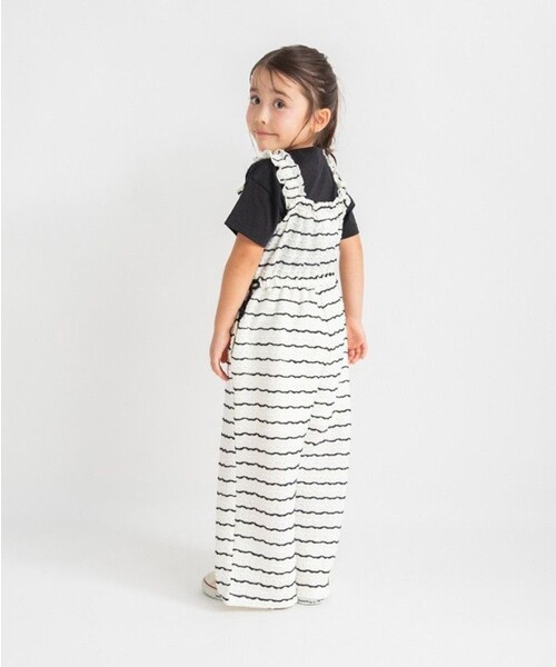 BRANSHES（ブランシェス）の「【おそろい】カットジャガードサロペット（サロペット/オーバーオール・キッズ・アイボリー/ブラック・90/130/140/150/100/120/110）」の8枚目の写真