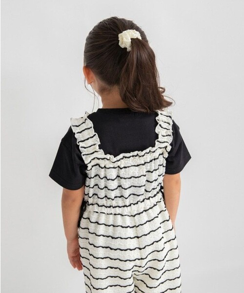BRANSHES（ブランシェス）の「【おそろい】カットジャガードサロペット（サロペット/オーバーオール・キッズ・アイボリー/ブラック・90/130/140/150/100/120/110）」の10枚目の写真