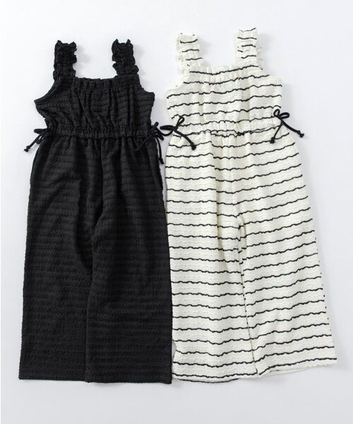 BRANSHES（ブランシェス）の「【おそろい】カットジャガードサロペット（サロペット/オーバーオール・キッズ・アイボリー/ブラック・90/130/140/150/100/120/110）」の19枚目の写真