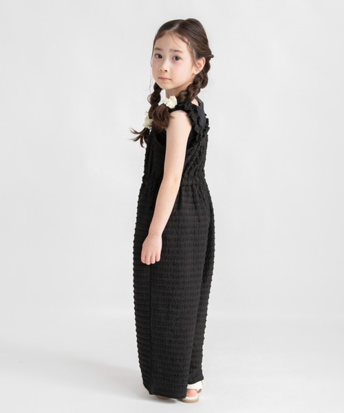 BRANSHES（ブランシェス）の「【おそろい】カットジャガードサロペット（サロペット/オーバーオール・キッズ・アイボリー/ブラック・90/130/140/150/100/120/110）」の9枚目の写真