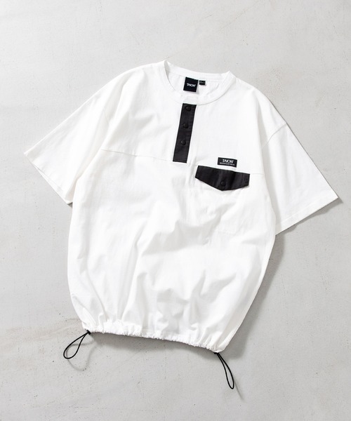 TAION（タイオン）の「【TAION(タイオン)】〈ユニセックス〉ノンダウン マウンテン ヘンリーネック ポケット Tシャツ（Tシャツ/カットソー・メンズ・ホワイト/ブラック系その他7/マスタード/ダークネイビー/その他6/ダークオリーブ/ダークパープル/カーキ/ダークグリーン・2XL/M/S/XL/L/3XL）」の2枚目の写真