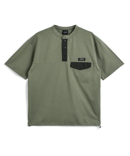 TAION（タイオン）の「【TAION(タイオン)】〈ユニセックス〉ノンダウン マウンテン ヘンリーネック ポケット Tシャツ（Tシャツ/カットソー・メンズ・ホワイト/ブラック系その他7/マスタード/ダークネイビー/その他6/ダークオリーブ/ダークパープル/カーキ/ダークグリーン・2XL/M/S/XL/L/3XL）」の5枚目の写真