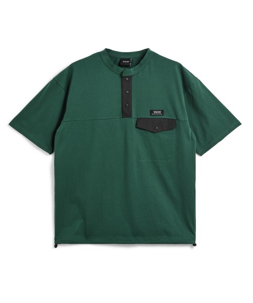 TAION（タイオン）の「【TAION(タイオン)】〈ユニセックス〉ノンダウン マウンテン ヘンリーネック ポケット Tシャツ（Tシャツ/カットソー・メンズ・ホワイト/ブラック系その他7/マスタード/ダークネイビー/その他6/ダークオリーブ/ダークパープル/カーキ/ダークグリーン・2XL/M/S/XL/L/3XL）」の4枚目の写真