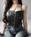 me+em select�i�~�[���Z���N�g�j�́u�_�u�����{�����[�X�A�b�v�t�F�C�N���U�[�V���[�g�r�X�`�F �^ double ribbon laceup fake leather short bustier�i���̑��g�b�v�X�j�v�b�u���b�N