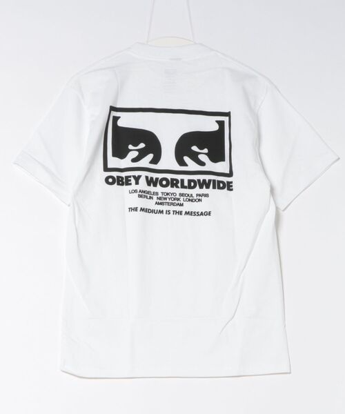 OBEY（オベイ）の「OBEY/オベー THE MEDIUM IS THE MESSAGE 165264333（Tシャツ/カットソー・メンズ・ブラック/ホワイト・S/M/L）」の3枚目の写真