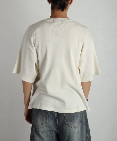 76(セブンティシックス)の「76 / ナナロク ワッフル ヘンリーネック 半袖Tシャツ ワンポイント刺繍(Tシャツ/カットソー・メンズ・オフホワイト/杢グレー/ブラック・L/M)」の22枚目の写真