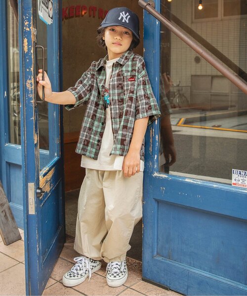 BREEZE（ブリーズ）の「B NEWJACK ケミカルプリントチェックシャツ（シャツ/ブラウス・キッズ・ミント/レッド・90/100/110/120/130/140/150/160）」の3枚目の写真