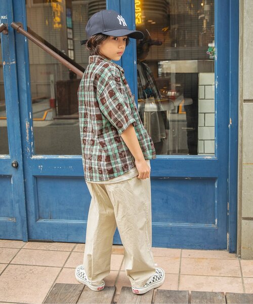 BREEZE（ブリーズ）の「B NEWJACK ケミカルプリントチェックシャツ（シャツ/ブラウス・キッズ・ミント/レッド・90/100/110/120/130/140/150/160）」の4枚目の写真