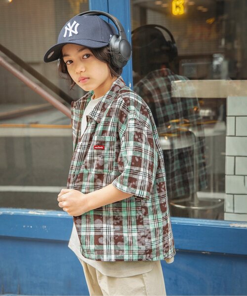 BREEZE（ブリーズ）の「B NEWJACK ケミカルプリントチェックシャツ（シャツ/ブラウス・キッズ・ミント/レッド・90/100/110/120/130/140/150/160）」の5枚目の写真