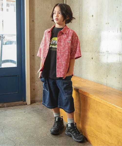 BREEZE（ブリーズ）の「B NEWJACK ケミカルプリントチェックシャツ（シャツ/ブラウス・キッズ・ミント/レッド・90/100/110/120/130/140/150/160）」の7枚目の写真