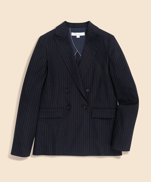 BROOKS BROTHERS(ブルックスブラザーズ)の「リネンブレンド ピンストライプ ダブル4ボタン ピークトラペルジャケット(テーラードジャケット・レディース・ネイビー・2/4/6)」の2枚目の写真