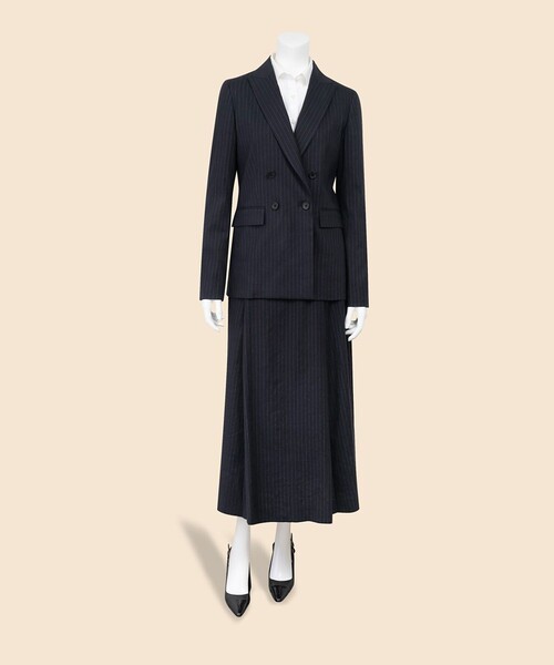 BROOKS BROTHERS(ブルックスブラザーズ)の「リネンブレンド ピンストライプ ダブル4ボタン ピークトラペルジャケット(テーラードジャケット・レディース・ネイビー・2/4/6)」の9枚目の写真