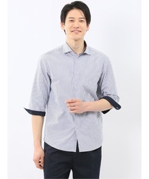 TAKA-Q | 【吸水速乾 クールマックス】タカキュー 綿混 サッカー ワイドカラー 7分袖 シャツ(シャツ/ブラウス)