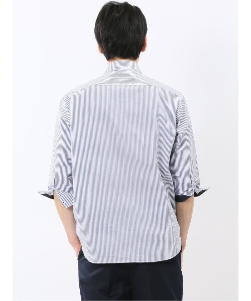 TAKA-Q(タカキュー)の「【吸水速乾 クールマックス】タカキュー 綿混 サッカー ワイドカラー 7分袖 シャツ(シャツ/ブラウス・メンズ・ブルー/サックスブルー/ネイビー/ブルー系その他・MEDIUM/LARGE/X-LARGE)」の13枚目の写真