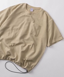 【84】スピンドル付き シアサッカー 無地 ポケット クルーネックTシャツ/ユニセックス/レディース/メンズ