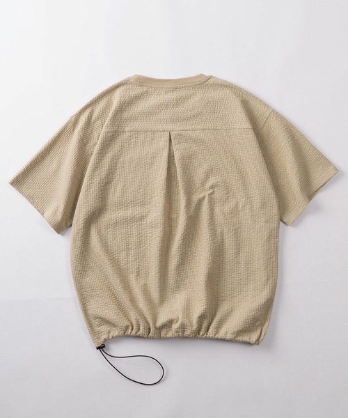 make a ray!(メイク ア レイ!)の「【84】スピンドル付き シアサッカー 無地 ポケット クルーネックTシャツ/ユニセックス/レディース/メンズ(Tシャツ/カットソー・メンズ・ブラック/ホワイト/ベージュ・L/M)」の9枚目の写真