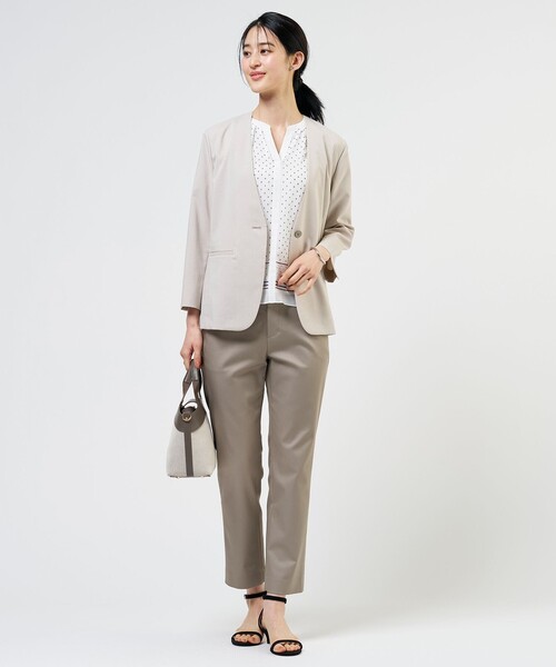J.PRESS（ジェイプレス）の「【セットアップ対応】ファンマートロストレッチ ノーカラー ジャケット（ノーカラージャケット・レディース・ネイビー系/グレー系/ベージュ系・9/11/7）」の14枚目の写真