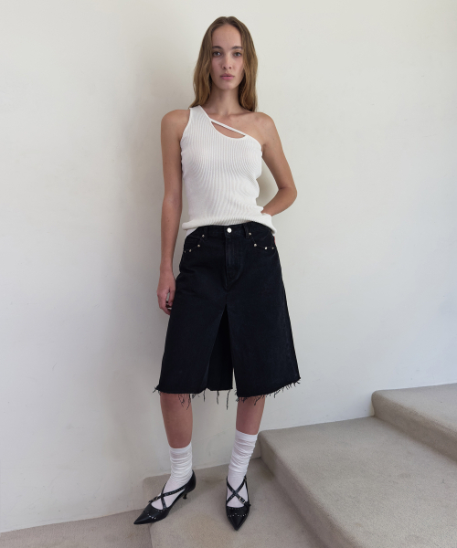 DIAGONAL(ダイアゴナル)の「DENIM WRAP SKIRT SHORTS (black)(デニムパンツ・レディース・その他・SMALL/MEDIUM/LARGE)」の3枚目の写真
