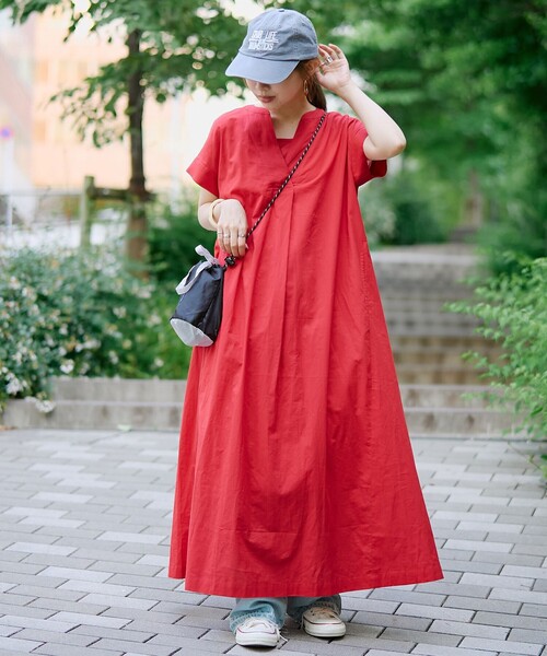 coen（コーエン）の「【MARKET（マーケット）】スキッパーフレンチスリーブワンピース（インフルエンサー紹介アイテム）（ワンピース・レディース・レッド/その他1/その他2/ブラック・M/L）」の12枚目の写真