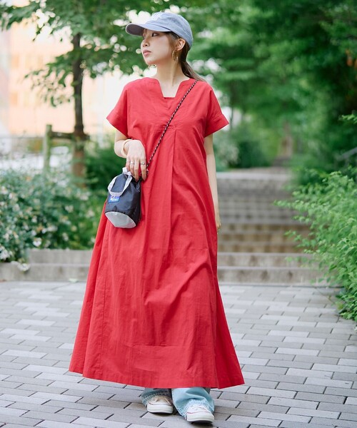 coen（コーエン）の「【MARKET（マーケット）】スキッパーフレンチスリーブワンピース（インフルエンサー紹介アイテム）（ワンピース・レディース・レッド/その他1/その他2/ブラック・M/L）」の13枚目の写真