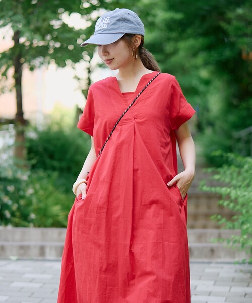 coen（コーエン）の「【MARKET（マーケット）】スキッパーフレンチスリーブワンピース（インフルエンサー紹介アイテム）（ワンピース・レディース・レッド/その他1/その他2/ブラック・M/L）」の15枚目の写真