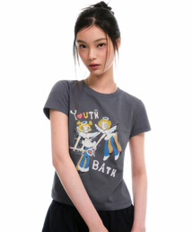 [ユースベース コラボ] ウィメンズ ツインガールズ Tシャツ [ダークグレー]