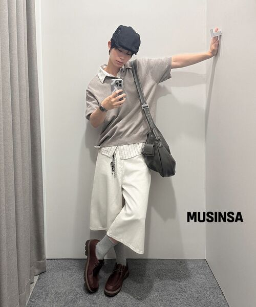 MUSINSA STANDARD（ムシンサスタンダード）の「リネンライクロングバミューダデニムパンツ[クリーム]（デニムパンツ・メンズ・その他・26/27/28/29/30/31/32/33/34/36/38/40/42）」の8枚目の写真