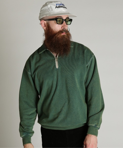 Schott(ショット)の「Schott/ショット/HALF ZIP SWEAT/ハーフ ジップ スウェット(スウェット・メンズ・ブラック/ダークグリーン/ネイビー・M/L/XL/2XL)」の2枚目の写真