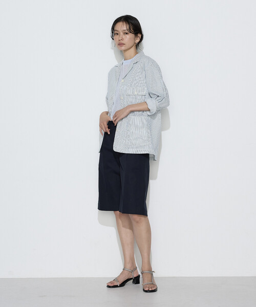 COMME CA Wardrobe(コムサワードローブ)の「ヒッコリー カバーオール(その他アウター・レディース・ホワイト/インディゴブルー・FREE)」の3枚目の写真