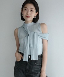 サックスブルー」に該当するニット/セーター（袖なし）ファッション