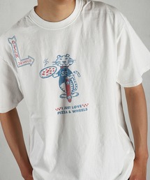 HOUSTON / ヒューストン ピグメント加工 タイガープリント 半袖Tシャツ / ヴィンテージライク グラフィックTEE 日本製