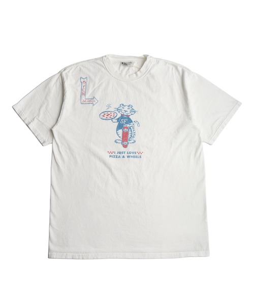 HOUSTON(ヒューストン)の「HOUSTON / ヒューストン ピグメント加工 タイガープリント 半袖Tシャツ / ヴィンテージライク グラフィックTEE 日本製(Tシャツ/カットソー・メンズ・ホワイト/ネイビー・MEDIUM/LARGE/X-LARGE)」の3枚目の写真