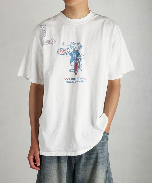 HOUSTON(ヒューストン)の「HOUSTON / ヒューストン ピグメント加工 タイガープリント 半袖Tシャツ / ヴィンテージライク グラフィックTEE 日本製(Tシャツ/カットソー・メンズ・ホワイト/ネイビー・MEDIUM/LARGE/X-LARGE)」の13枚目の写真