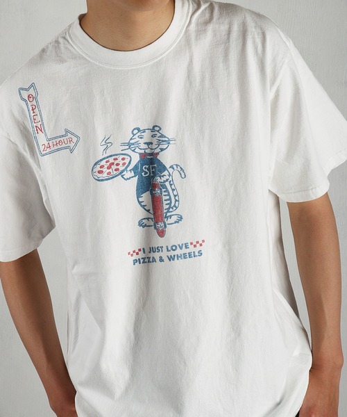 HOUSTON(ヒューストン)の「HOUSTON / ヒューストン ピグメント加工 タイガープリント 半袖Tシャツ / ヴィンテージライク グラフィックTEE 日本製(Tシャツ/カットソー・メンズ・ホワイト/ネイビー・MEDIUM/LARGE/X-LARGE)」の15枚目の写真