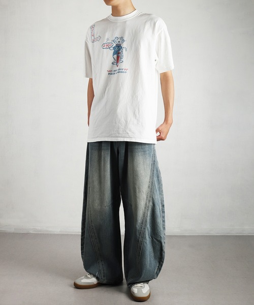 HOUSTON(ヒューストン)の「HOUSTON / ヒューストン ピグメント加工 タイガープリント 半袖Tシャツ / ヴィンテージライク グラフィックTEE 日本製(Tシャツ/カットソー・メンズ・ホワイト/ネイビー・MEDIUM/LARGE/X-LARGE)」の17枚目の写真