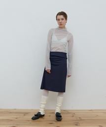 PIN TUCK JERSEY SKIRT_NAVY