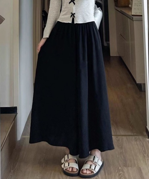 mielu(ミエル)の「エアリーボリュームフレアパンツ(その他パンツ・レディース・ブラック/ホワイト・LARGE/MEDIUM)」の8枚目の写真