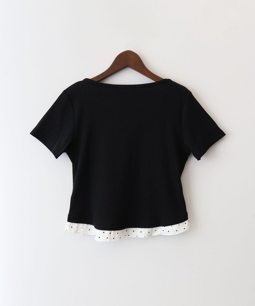 SpRay(スプレイ)の「テレコドットレイヤードトップス(Tシャツ/カットソー・レディース・サックスブルー/ネイビー/アイボリー/チャコールグレー/ブラック・FREE)」の10枚目の写真