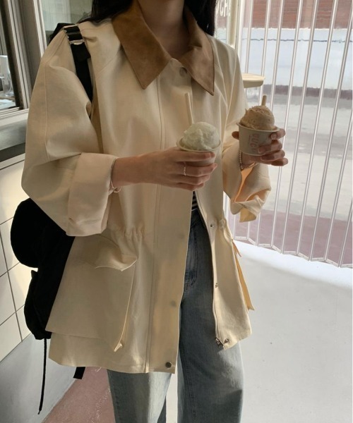 FAVORITO(ファヴォリート)の「カラーコントラストの襟付きジャケット(その他アウター・レディース・ベージュ/ライトベージュ・F)」の12枚目の写真