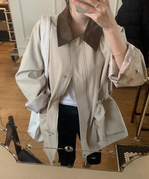 FAVORITO(ファヴォリート)の「カラーコントラストの襟付きジャケット(その他アウター・レディース・ベージュ/ライトベージュ・F)」の8枚目の写真